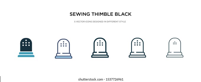 sewing thimble black variant icon in different style vector illustration. two colored and black sewing thimble black variant vector icons designed in filled, outline, line and stroke style can be