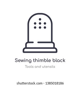 sewing thimble black variant outline icon. isolated line vector illustration from tools and utensils collection. editable thin stroke sewing thimble black variant icon on white background
