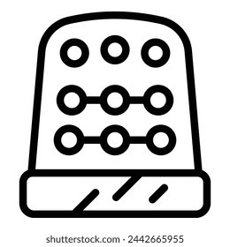 Nähen des Fingerhut-Symbol-Umrissvektors. Fingerschutz. Textilnähmaschinen