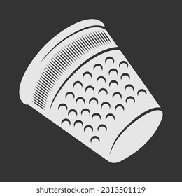 Sewing thimble isolated on dark background. Vector illustration