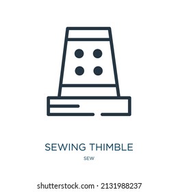 sewing thimble thin line icon. thimble, machine linear icons from sew concept isolated outline sign. Vector illustration symbol element for web design and apps.