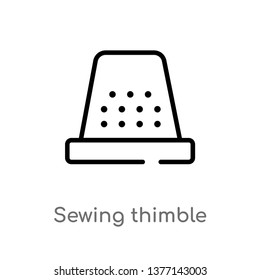 sewing thimble vector line icon. Simple element illustration. sewing thimble outline icon from sew concept. Can be used for web and mobile