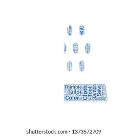 sewing thimble word cloud. tag cloud about sewing thimble