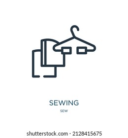 sewing thin line icon. textile, embroidery linear icons from sew concept isolated outline sign. Vector illustration symbol element for web design and apps.