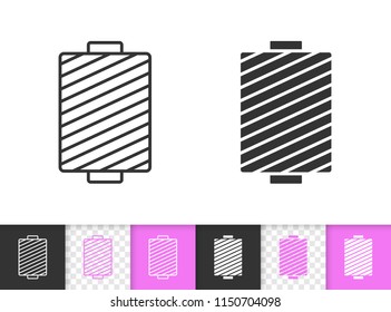Sewing Thread black linear and silhouette icons. Thin line sign of spool. Yarn outline pictogram isolated on white color, transparent background. Vector Icon shape. Sewing Thread simple symbol closeup