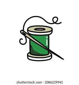 sewing thread doodle icon, vector illustration