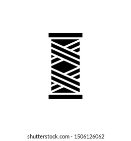 Sewing Thread Icon , Template Logo For Business Fashion And Clothing , Simple Design Object Company Emblem Isolated Illustration , Outline Solid Background White