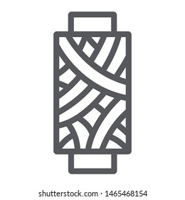 Sewing thread line icon, bobbin and sew, spool sign, vector graphics, a linear pattern on a white background, eps 10.