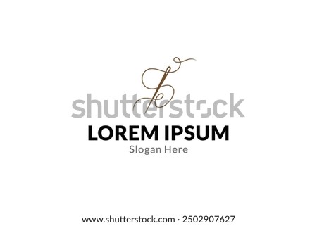 sewing thread needle logo with letter S sewing combination in simple vector design