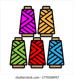 Nähen des Thread-Rollenbildes, Symbol für die Thread-Folie, Vektorgrafik-Illustration