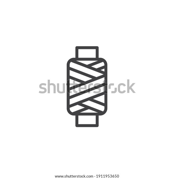 Sewing thread spool line\
icon. linear style sign for mobile concept and web design. Sewing\
thread outline vector icon. Symbol, logo illustration. Vector\
graphics