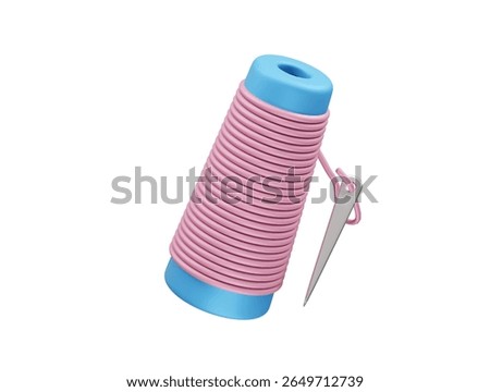 sewing thread Spool with Needle icon 3d render illustration
