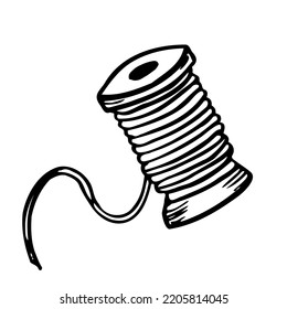 Sewing Thread Spool. Silhouette icon vector doodle