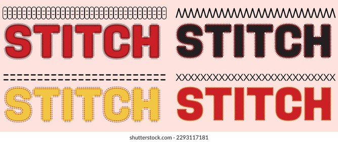 SEWING THREAD STITCH REPEAT BRUSH IN MULTICOLOR VECTOR