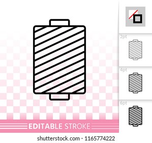 Sewing Thread thin line icon. Outline web sign of spool. Yarn linear pictogram with different stroke width. Simple vector symbol transparent background. Sewing Thread editable stroke icon without fill