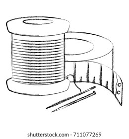 sewing thread tubes with needle and tape measure