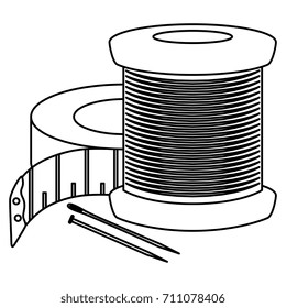 sewing thread tubes with needle and tape measure