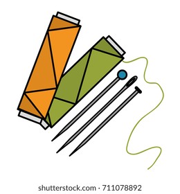 sewing thread tubes with needles and pins