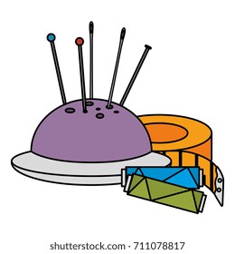 sewing thread tubes with pincushion and tape measure