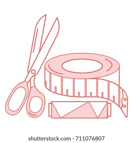 sewing thread tubes with scissors and tape measure