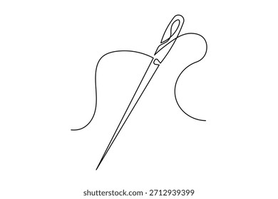 Herramienta de costura aguja contorno continuo dibujo estilo simple de elaboración