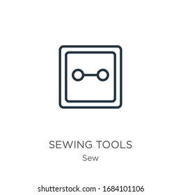 Sewing tools icon. Thin linear sewing tools outline icon isolated on white background from sew collection. Line vector sign, symbol for web and mobile