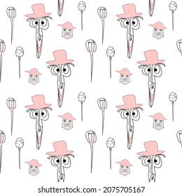 sewing tools line art pattern