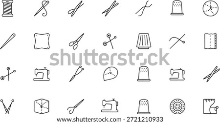 Sewing tools and notions collection in a grid layout needle thread