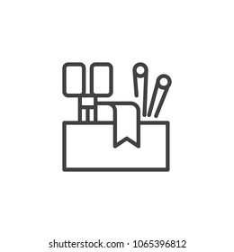 Sewing tools outline icon. linear style sign for mobile concept and web design. Tailoring simple line vector icon. Symbol, logo illustration. Pixel perfect vector graphics