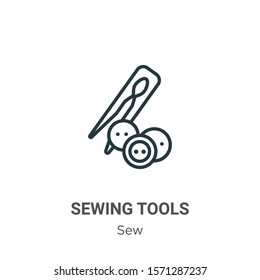 Sewing tools outline vector icon. Thin line black sewing tools icon, flat vector simple element illustration from editable sew concept isolated on white background