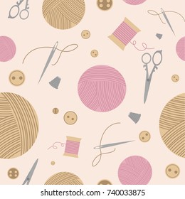 Sewing tools seamless pattern, vector background. Vector illustration