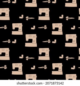 sewing tools set black pattern 