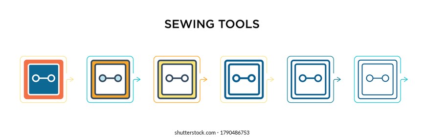 Sewing tools vector icon in 6 different modern styles. Black, two colored sewing tools icons designed in filled, outline, line and stroke style. Vector illustration can be used for web, mobile, ui