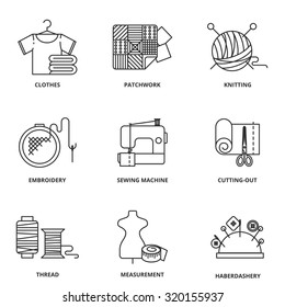 Sewing vector icons set modern line style