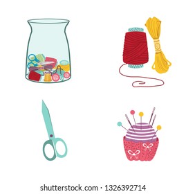 
sewing vector illustration with sewing accessories