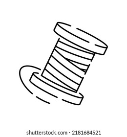 Sewing vector line icon. Needlework, stitching, sewing machine, measuring tape, wool. Atelier, Tailor Shop fashion. Needlework Dressmaking Studio. Thread 