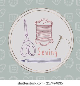 sewing vector seamless pattern hand drawn