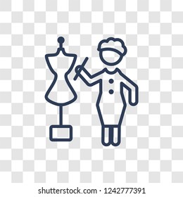 Sewing Woman icon. Trendy linear Sewing Woman logo concept on transparent background from Ladies collection