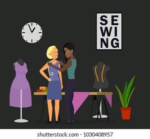 Sewing workshop.The characters in the production among. The concept of small business