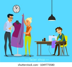 Sewing workshop.The characters in the production among. The concept of small business