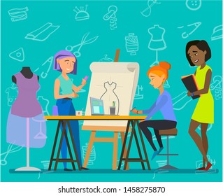 Sewing workshop.The characters in the production among. The concept of small business