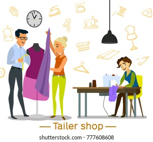 Sewing workshop.The characters in the production among. The concept of small business