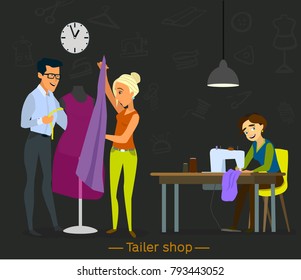 Sewing workshop.The characters in the production among. The concept of small business