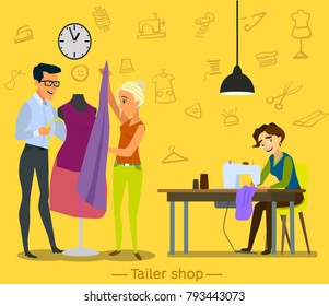 Sewing workshop.The characters in the production among. The concept of small business