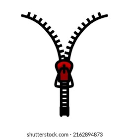 Sewing Zip Line Icon. Editable Bold Outline With Color Fill Design. Vector Illustration.