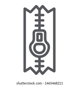 Sewing zip line icon, tailor and sew, zipper sign, vector graphics, a linear pattern on a white background, eps 10.