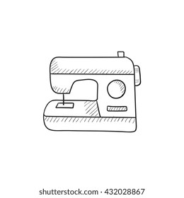 Sewing-machine vector sketch icon isolated on background. Hand drawn Sewing-machine icon. Sewing-machine sketch icon for infographic, website or app.