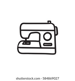 Sewing-machine vector sketch icon isolated on background. Hand drawn Sewing-machine icon. Sewing-machine sketch icon for infographic, website or app.