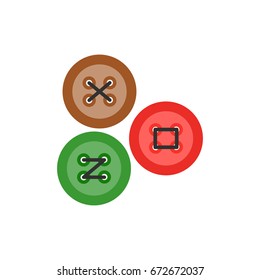 Sewn buttons. Types of sewing