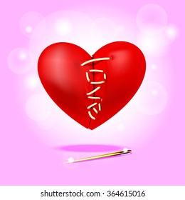 Sewn heart with love Vector